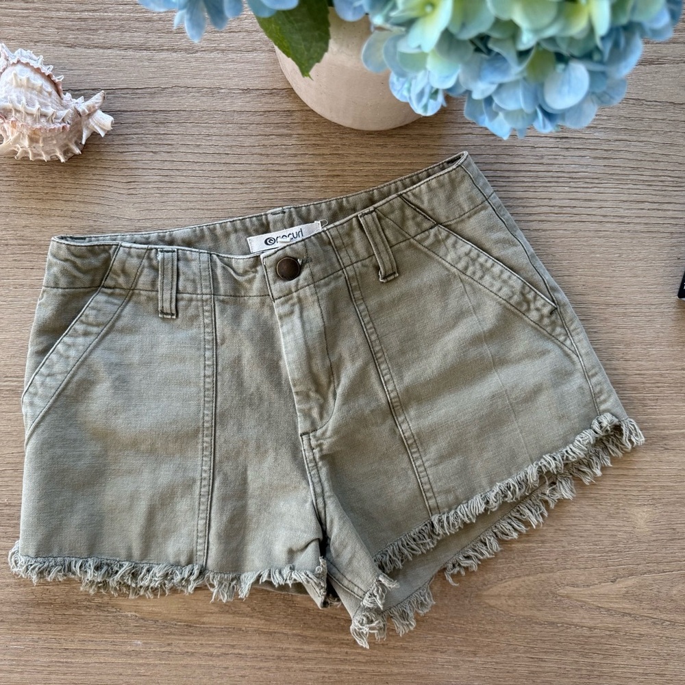 Ripcurl Cargo Olive Green Frayed Hem Women's Shorts